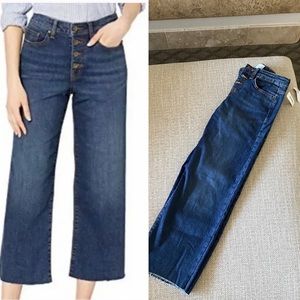 Daily Ritual dark wash, high waisted m, cropped, raw hem jeans .  NWT. Size 25